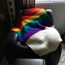 Load image into Gallery viewer, Chunky Rainbow Blanket draped on black armchair
